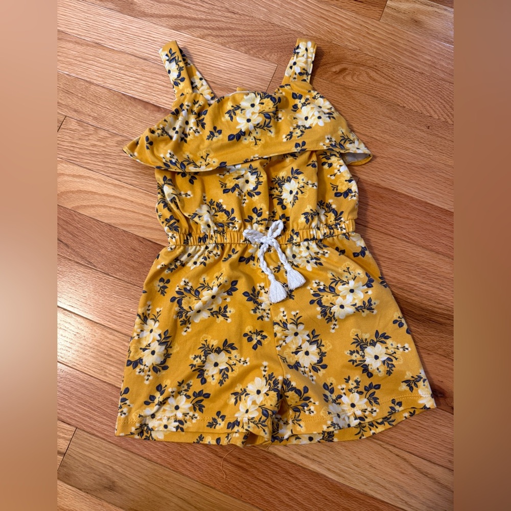 Little Lass Mustard Floral Romper